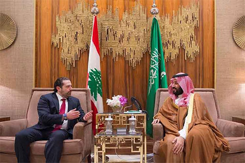 Saad Hariri con el príncipe heredero, Mohamed bin Salman